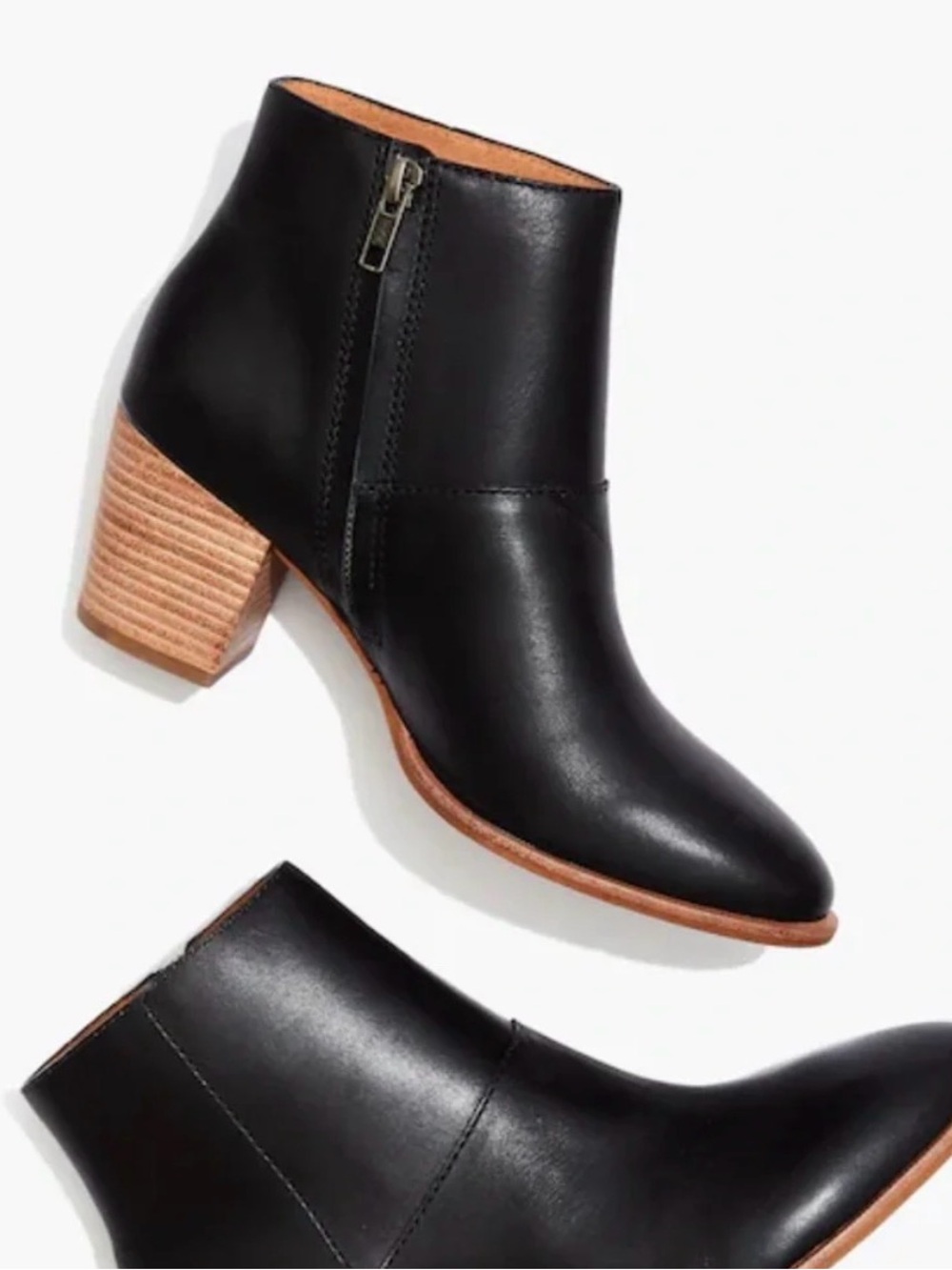 Madewell The Rosie Black Ankle Boots 8 Leather Ankle Boots Stacked Heel
